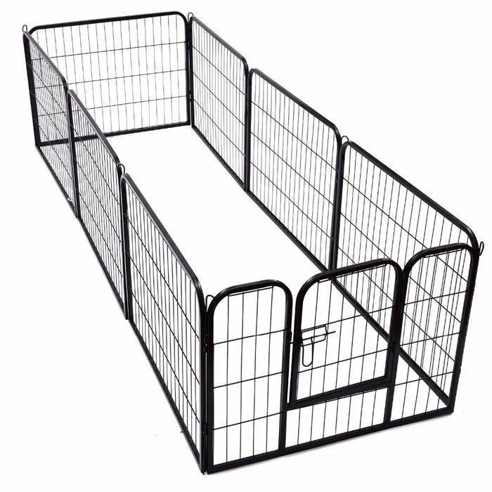 A eight panels heavy duty exercise pens in rectangular shape on white background.