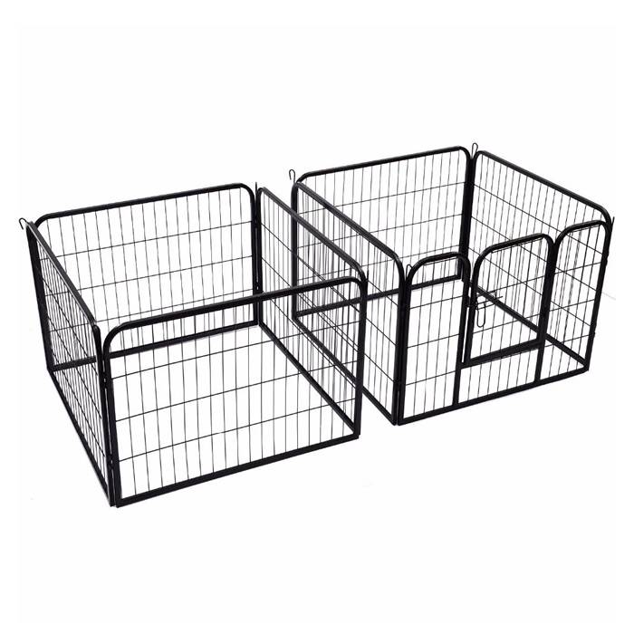 A eight panels heavy duty exercise pens are divided into two square exercise pens.