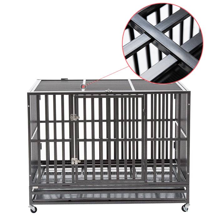 A ultimate heavy duty large dog cage and a detail of square tube infill.